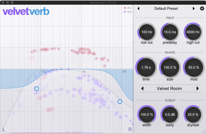 Velvetverb - Modern algorithmic reverb Velvetverb - Modern algorithmic reverb Plugin